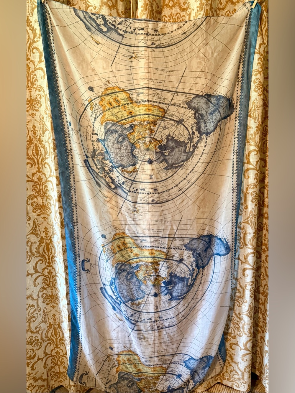 Vintage 1990's AVIREX large print map stole scarf